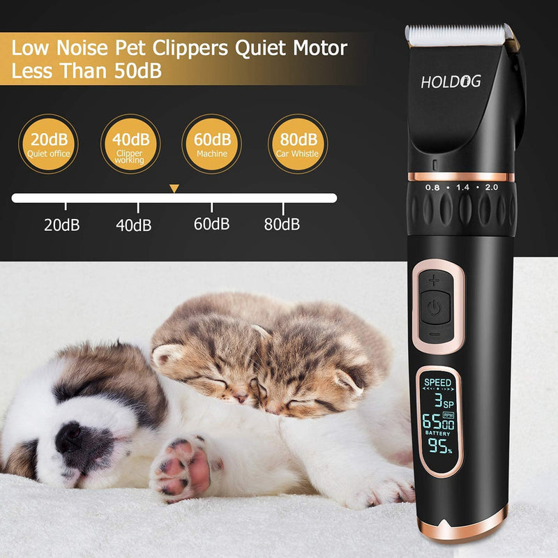 Dog Clippers Professional Heavy Duty Dog Grooming Clipper 3-Speed Low Noise High Power Rechargeable Cordless Pet Grooming Tools for Small & Large Dogs Cats Pets with Thick & Heavy Coats Black - PawsPlanet Australia