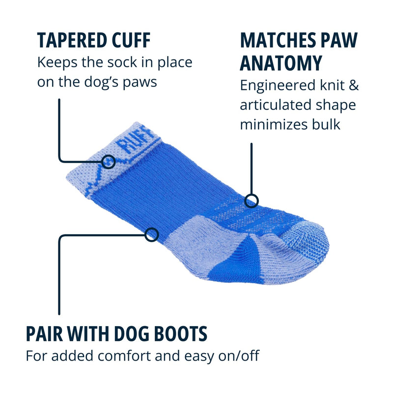 Ruffwear, Bark'n Boot Socks, Comfortable Dog Socks & Boot Liners, Blue Pool, 2.50 in/ 2.75 in - PawsPlanet Australia