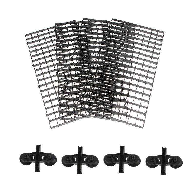 Senzeal 4PCS Aquarium Grid Divider Tray Egg Crate Aquarium Fish Tank Bottom Divider Isolation Board with Sucker Clips (Black) Black