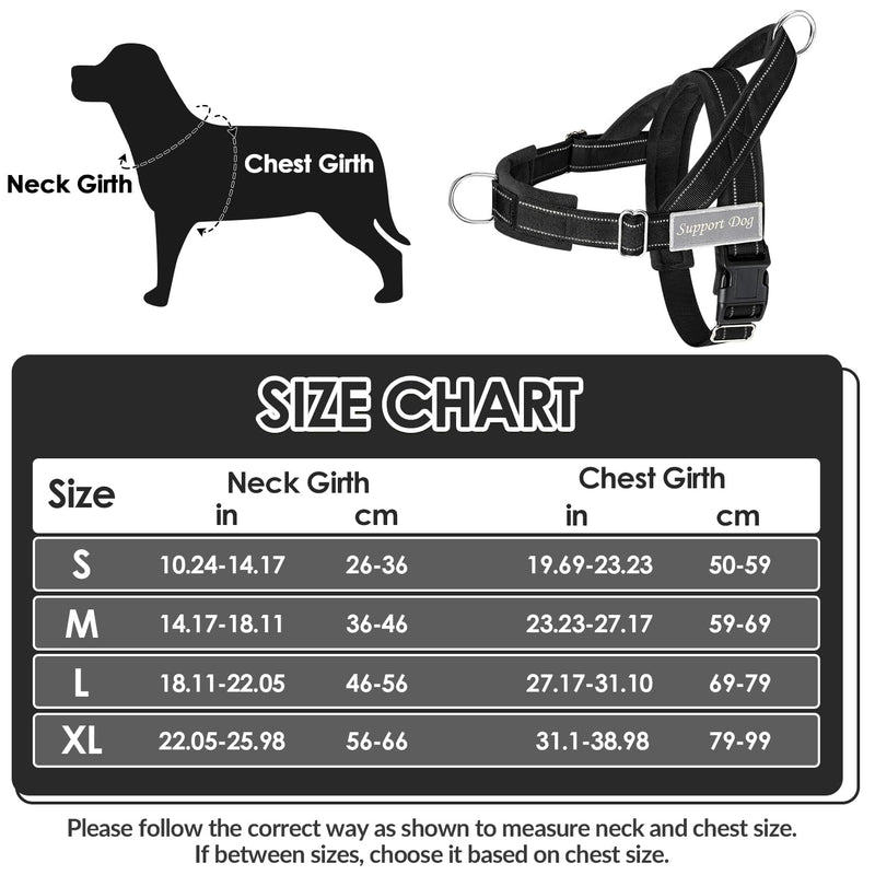 SlowTon No Pull Dog Harness with 5.7ft Lead - Adjustable Pet Harness with 2 Leash Clips, Reflective Vest with Easy Control Soft Padded Handle for Training and Walking Medium Large Dogs Black L - PawsPlanet Australia