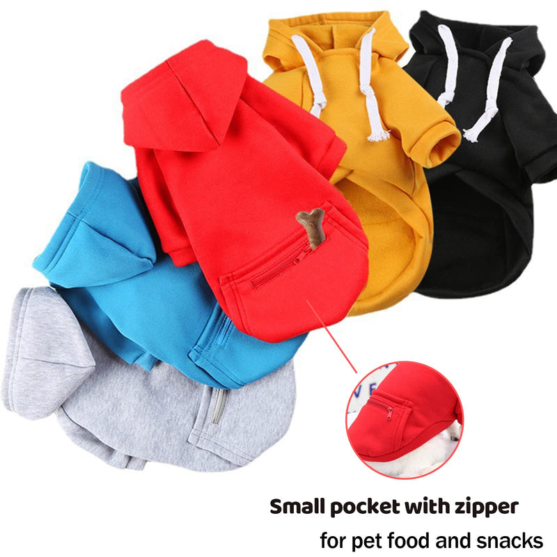 Small Dog Hoodie Cat Sweater Red Warm Soft Fleece Sweatshirts with Pocket Fall Winter Puppy Sweaters Cat Clothes for Cats Only Chihuahua Yorkies French Bulldog Outfits Pet Hooded Costume S(Fit 1-3 lbs)