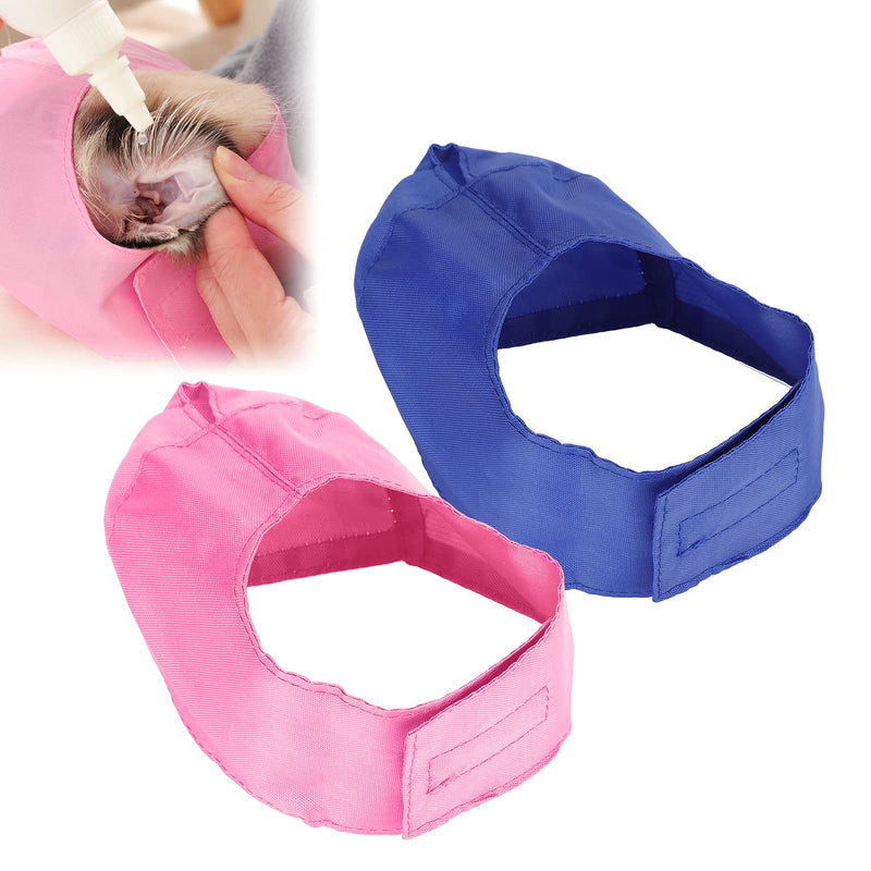 Sonew Cat Muzzle Cover, Breathable Nylon Pet Face Cover for Bathing and Grooming Supplies in Blue and Blue (L) Blue+Pink L