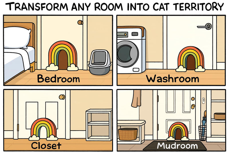Indoor DIY Cat Door Rainbow Design