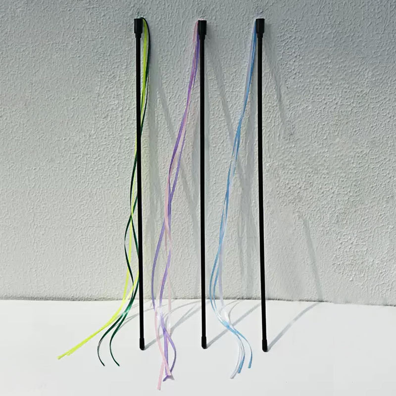 Cat Wand Toys, 3 PCS String Cat Toys Colorful Ribbon Cat Stick Interactive Cat Teaser Wand for Cat Kitten Kitty Playing Toy - PawsPlanet Australia