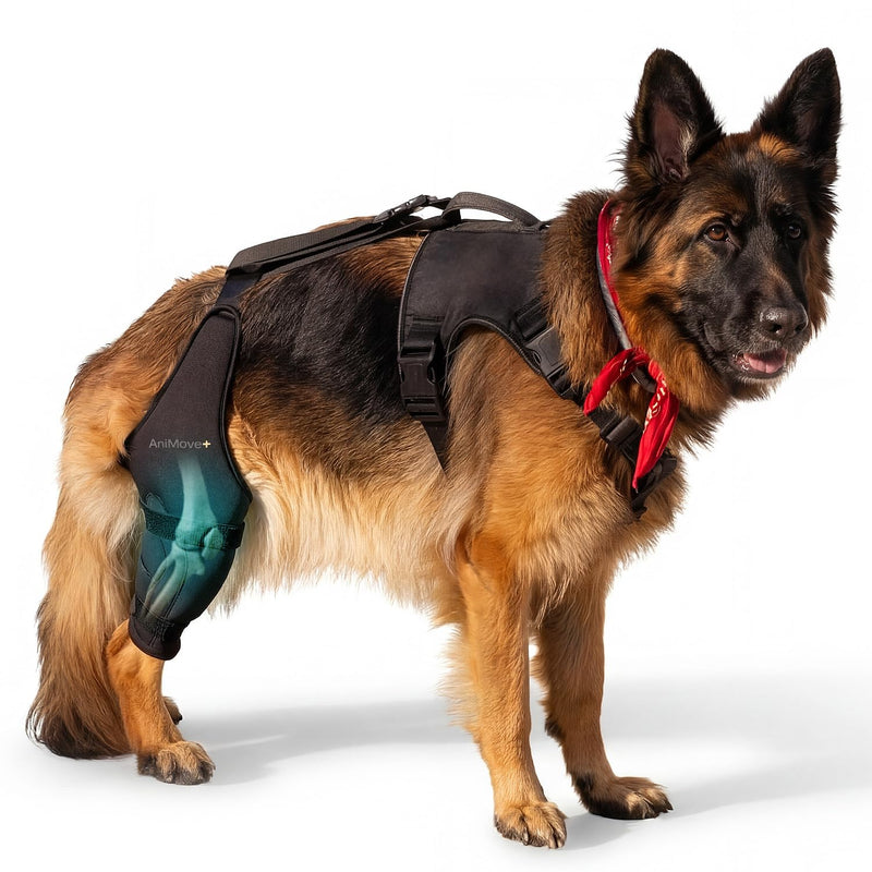 Hybrid Dog Knee Brace for Back Leg - ACL CCL and Arthritis Support with Anti-Slip Connector Strap - Hind Leg Brace for Small to Large Dogs L- LEFT LEG
