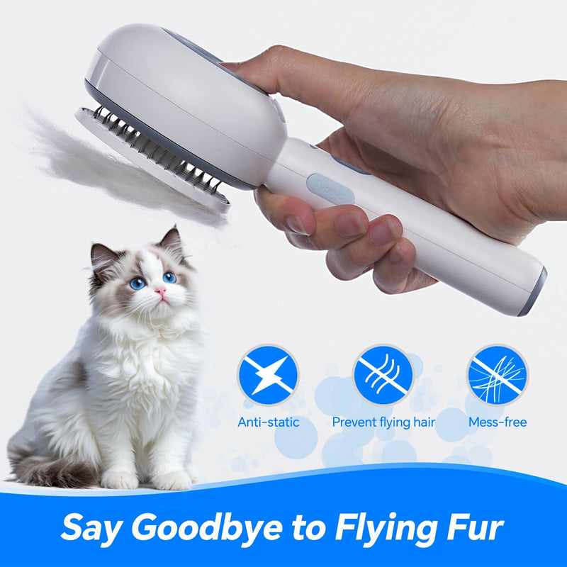 3-in-1 Pet Steam Brush for Dogs and Cats, Shedding & Grooming Comb for Long and Short Hair, Hair Removal with Spray and One-Click Release - PawsPlanet Australia