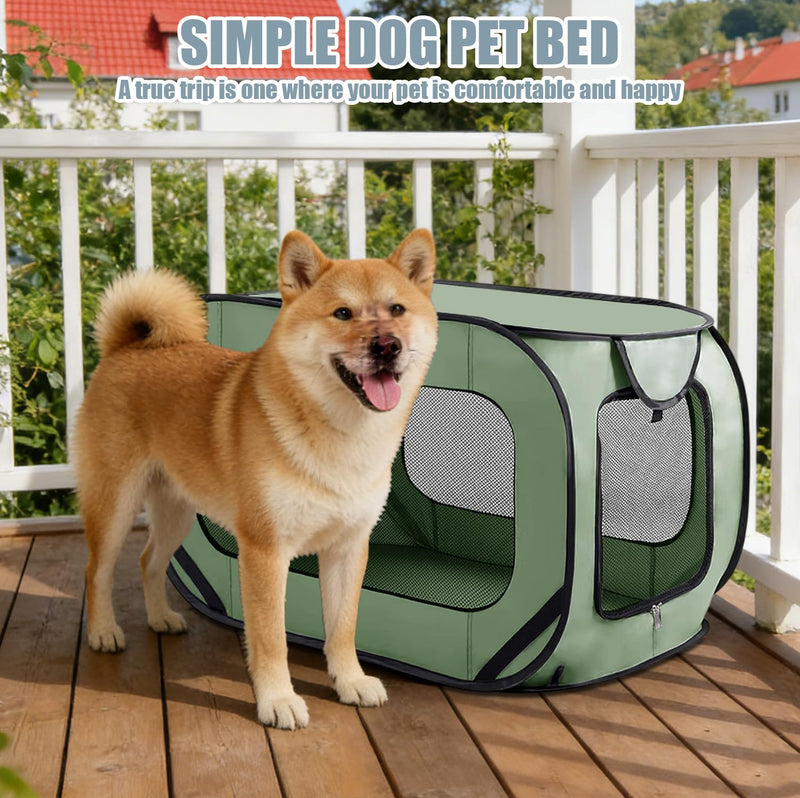 Foldable Dog Transport Box, 94 x 53 x 53 cm, Foldable Cat Transport Boxes, Sturdy Transport Box for Cats and Dogs up to 25 kg, Car Pet Transport Box for On the Go and Home (Green) - PawsPlanet Australia