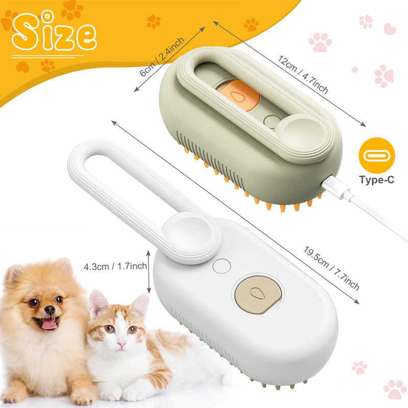 3 In 1 Pet Brush with Steam for Removing Tangled Hair from Dogs and Cats (Khaki) Khaki - PawsPlanet Australia