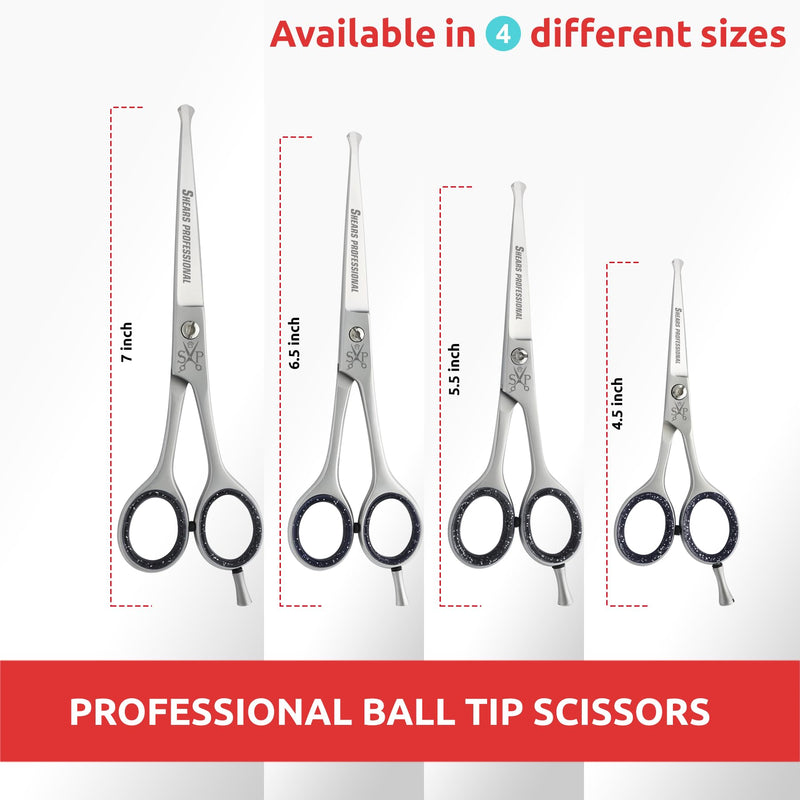 Dog Grooming Scissors, Hair Cutting Scissors, Straight for Pet and Saloon Use (Ball Tip STR 4.5) Grooming Scissor for Dog with Round Tip Ball Tip STR 4.5 - PawsPlanet Australia