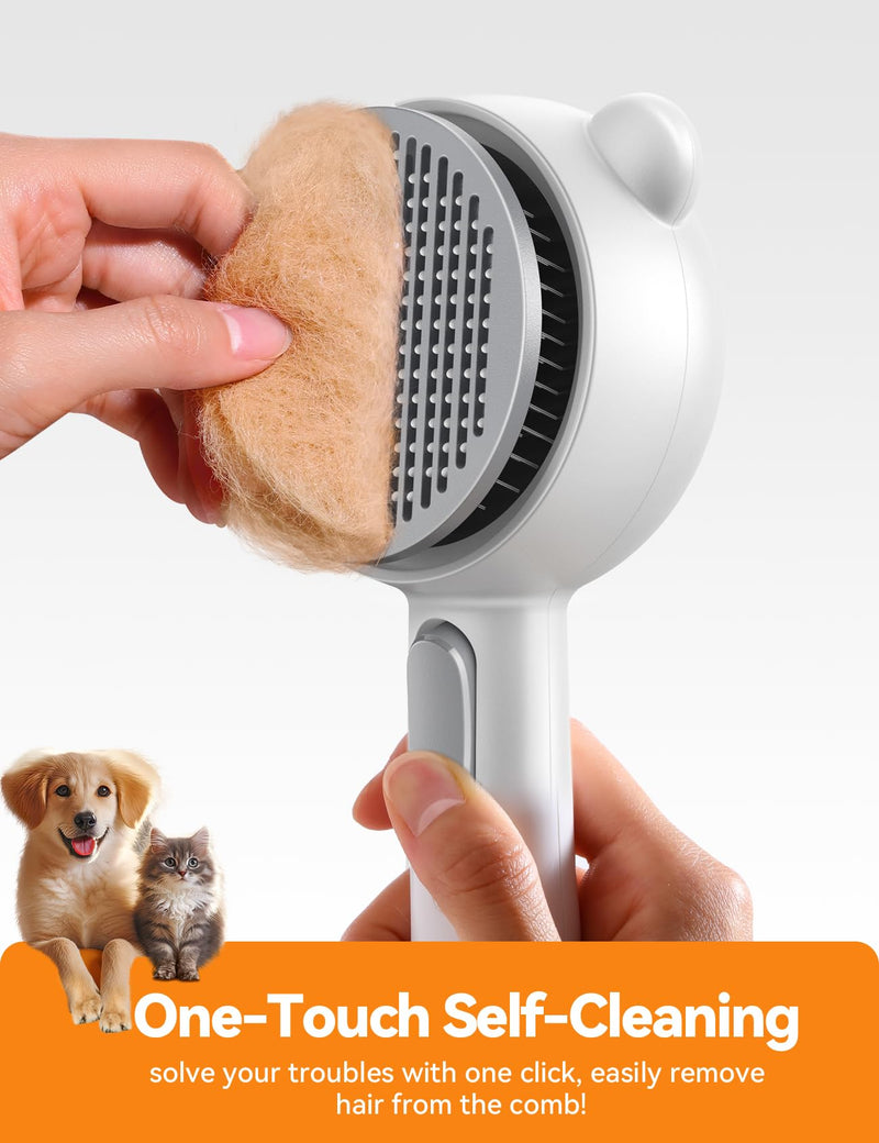 Cat Steam Brush, Brushes for Indoor Cats with Release Button, Dual Speed Spray USB Rechargeable Grooming Supplies, Cat Brush for Shedding Suitable for All Long-haired and Short-haired Pets White - PawsPlanet Australia