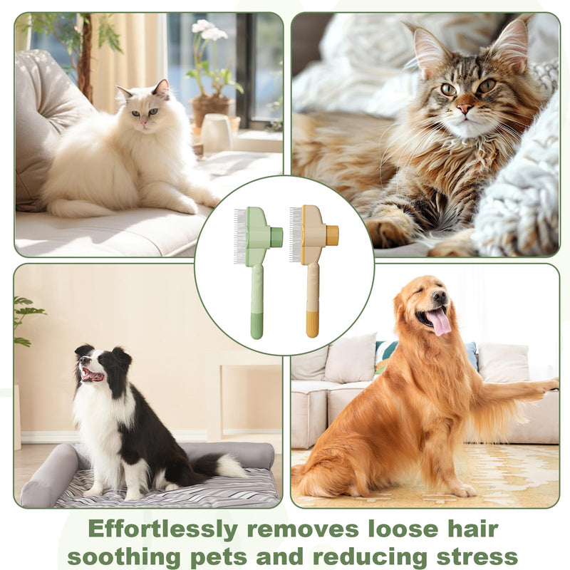2 Pcs Cat Comb,Flea Comb For Cats,Self-Cleaning Flea For Dogs,Brush For Cats,With Long & Short Stainless Steel Metal Teeth For Shedding And Tangles For Dogs And,Comfort And Safety - PawsPlanet Australia
