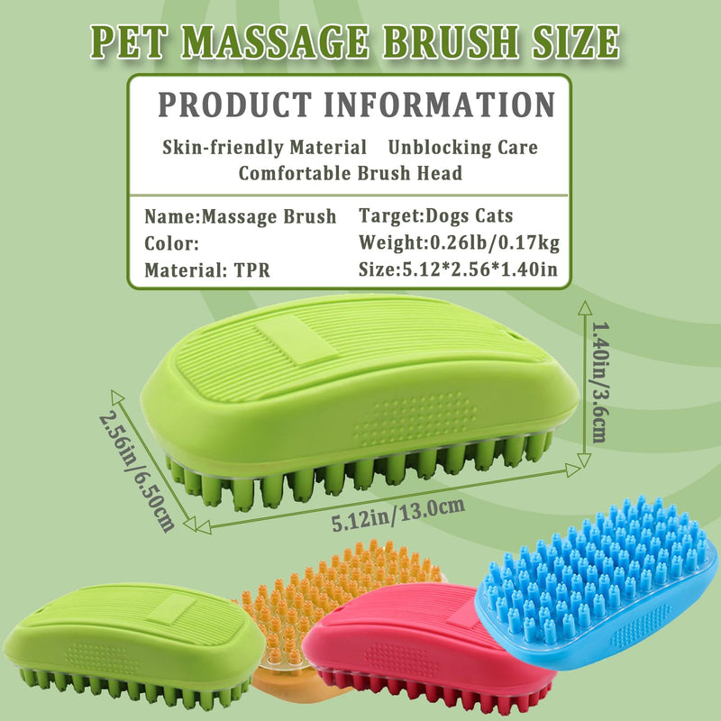 Taeku Dog Bath Brush, Rubber Shampoo Grooming Pet Brush Soft Shedding Bathing Hair Accessories Back Massage Cat Brush for Long Short Fur (Green) Green