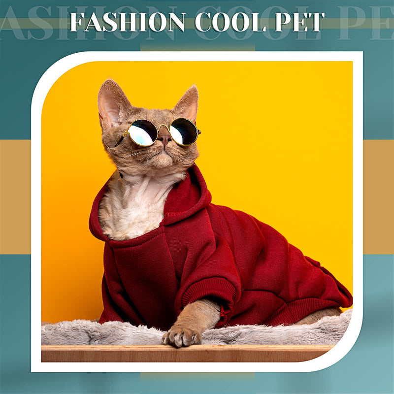 Dog Sunglasses Retro Pet Glasses Doll Glasses Classic Round Dog Glasses Metal Cat Puppy Eye Wear Hippie Costumes for Cats and Dogs, Photos Props Cosplay Party Costume (Gold, Black,Classic Style) Gold, Black Classic Style