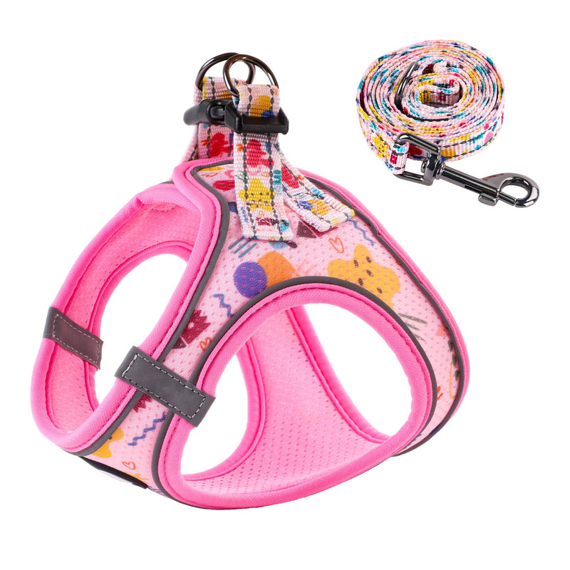 QQPETS Cat Harness and Leash Set for Walking Escape Proof, Safe Adjustable Kitten Vest with Reflective Strips, Easy Control Soft Mesh Lightweight Jacket (Stars Pink, XS(Chest 12.6”-14.1”)) XS(Chest 12.6”-14.1”) Stars Pink - PawsPlanet Australia