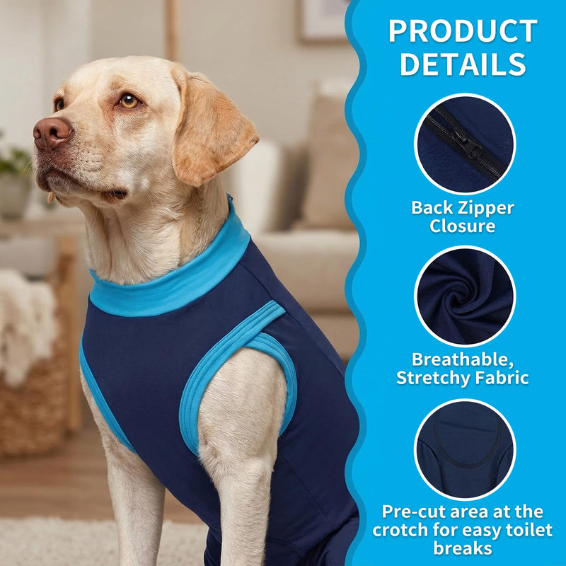 Dog Bodysuit After Surgery Male with Zip, Surgical Body Dog Castration Dog Body Operation with Legs, Medical Pet Shirt Dog for Castration Body,Leak Protection Rear Leg (S) S