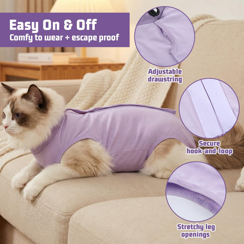 Cat Recovery Suit - Soft and Breathable Cat Onesie for Neuter Surgical, Abdominal Wounds or Skin Diseases, Cats Surgery Suit Cone of Shame Alternative Anti Licking