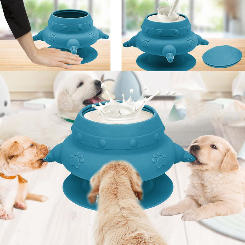 Puppy Milk Feeders for Multiple Puppies Kitten Feeding Bowl with 4 Nipples Silicone Nursing Bottle 235ml Food Water Feeding Station for Small Pets navy - PawsPlanet Australia