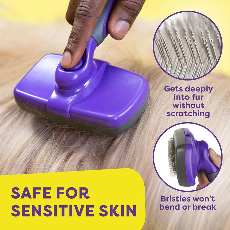 Hertzko Dog Slicker Brush and Dog Hair Remover - Self-Cleaning Brush for Cats and Dogs - Pet Hair Remover Brush for Fur - Gently Removes Mats, Tangles, and Loose Hair - Ideal for Home Use - PawsPlanet Australia