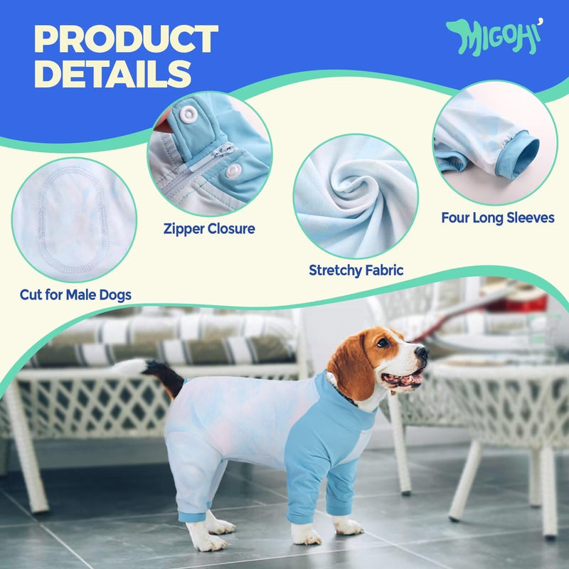 MIGOHI Full Body Dog Recovery Suit,Breathable Recovery Suit for Female Male,Dog Onesie,Anti-Licking Dog Pajamas Suit,Dog Surgery Suit Female Spay,Surgical Recovery Suit for Small Dogs,S,Blue Blue - PawsPlanet Australia