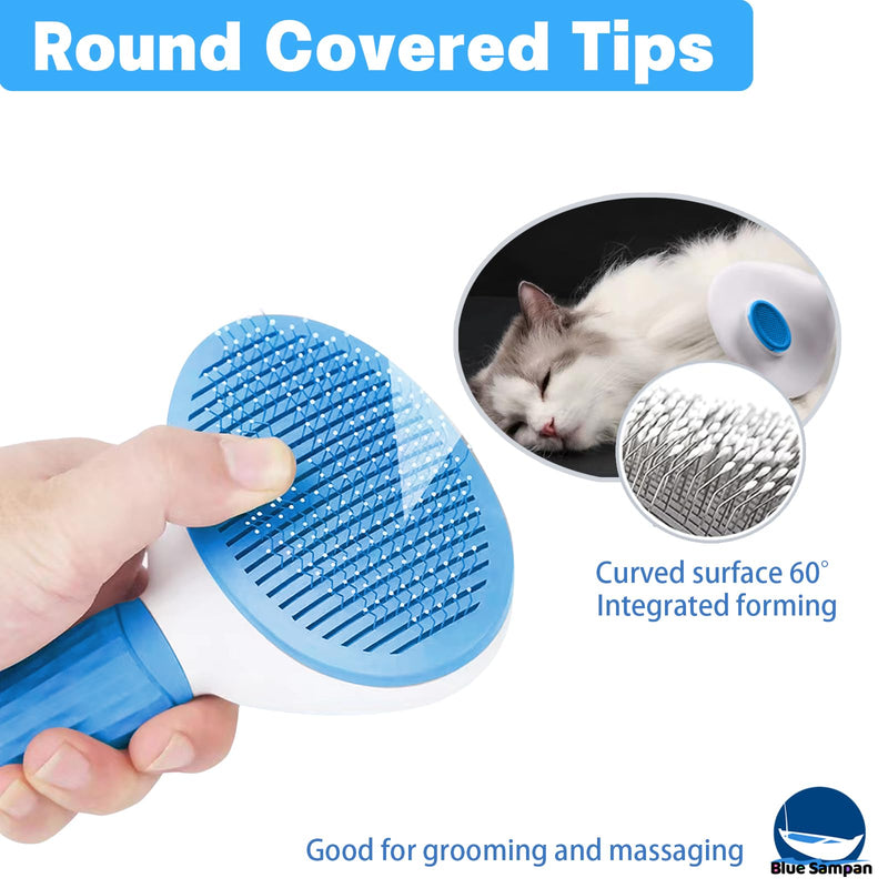 Cat Brush for Shedding, Self Cleaning Slicker Brush, Soft Silicone Self Cleaning Brush for Short and Long Haired Cats for Grooming and Massaging gray - PawsPlanet Australia