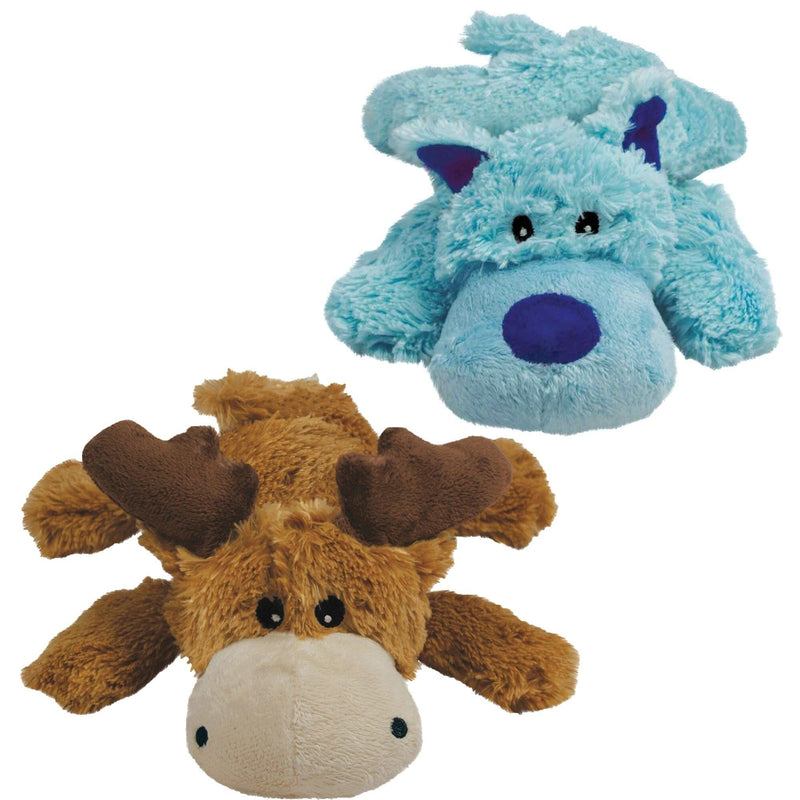 KONG Cozie Marvin The Moose Plush Dog Toy and Medium Cozie Baily The Blue Dog Toy Bundle