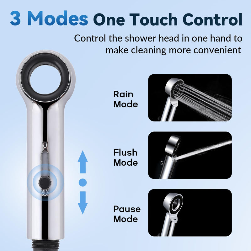 Dog Shower Attachment, 3 Mode Handheld Sprayer with ON/OFF Switch, G1/2" Metal Diverter, 100 Inches Stainless Steel Hose, No Drill Holder, for Pet and Dog Washing in Bathroom Black - PawsPlanet Australia