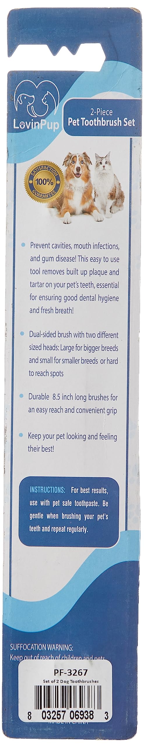 Pets First Softest Bristle Dog Toothbrush Extra Large Long Double Sided for Small & Large Teeth - Set of 2, Blue. Easy to use Cat Toothbrush Professionally to Avoid Gum Disease for Your Canine - PawsPlanet Australia