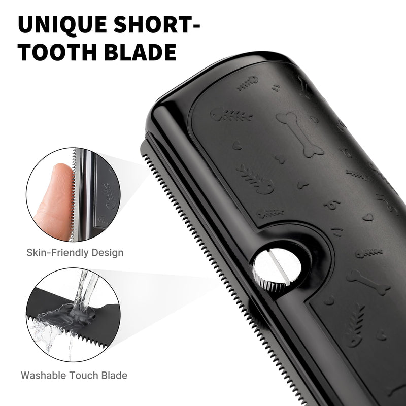 Deshedding Brush & Shedding Blade for Dogs & Cats, Wide Micro-Tooth Metal Blade Edge with Replaceable Blade, Undercoat Grooming Tool for Short & Medium Coats, Black - PawsPlanet Australia