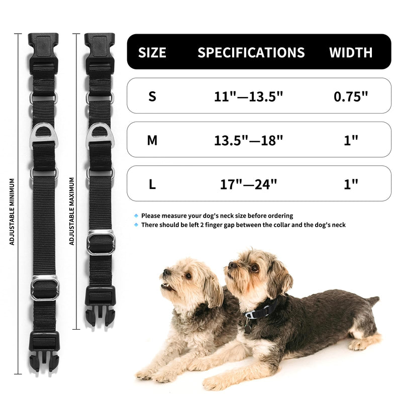 Rttochfy Martingale Dog Collars, Adjustable Nylon Dog Collar with Quick Release Buckle, No Choke Training Collar for Small Medium Large Dogs (Black, M) Black - PawsPlanet Australia