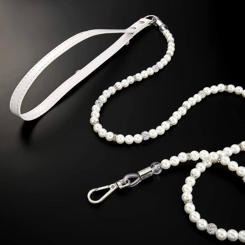 Weewooday 2 Pcs Dog Wedding Collar with Leash Pearl Necklace Collar and Beaded Leash with Lockable Hooks and 2 Rows of Pearls Adjustable for Pet Cat Bridal(Medium) Medium - PawsPlanet Australia