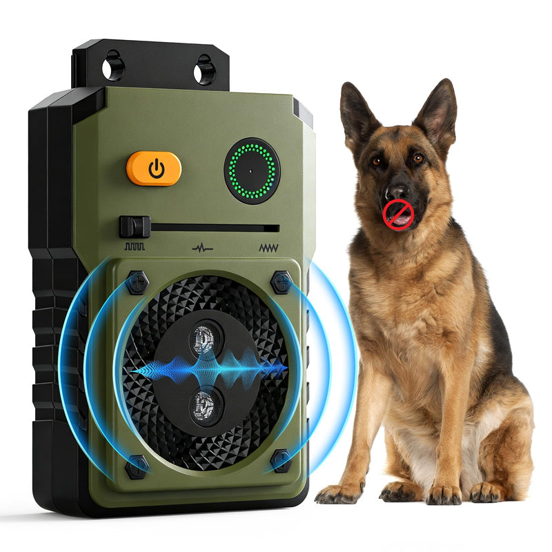 Anti Barking Device for Dogs, 3 Modes Ultrasonic Dog Bark Deterrent Devices Long Range 50ft, Type-C Rechargeable Bark Box Barking Control Devices, No More Barking Training Military green