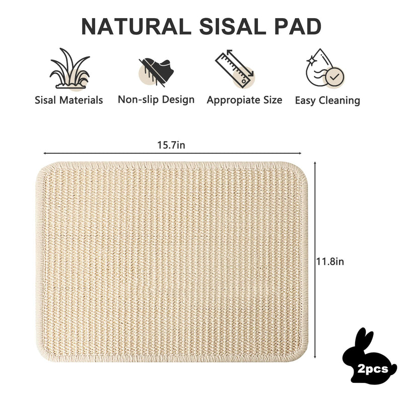 Bunny Scratching Pad for Rabbit: 2pcs Natural Sisal Mats for Small Animal,Claws & Teeth Care for Rabbit,Chew Toys for Grinding or Bedding for Sleeping Indoor