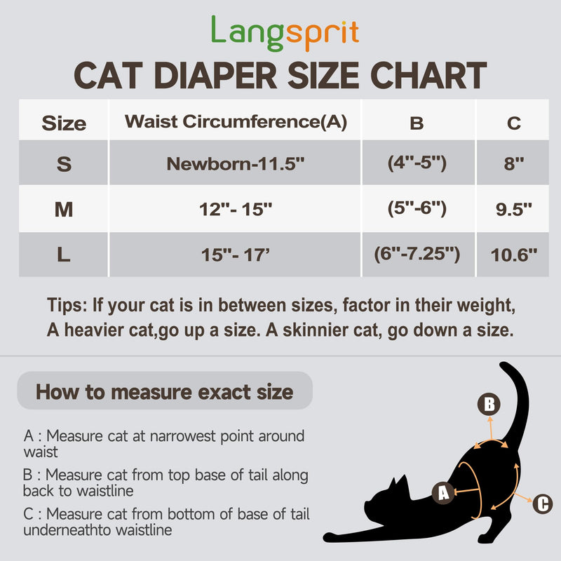 Langsprit Reusable Cat Diapers for Female and Male Cats,Washable Cat Kitten Incontinence Diapers for Male Cat Spraying,Pet Kitty Diapers for Cats Large Medium Small Size Morandi - PawsPlanet Australia