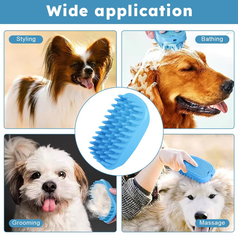 Dog Bath Brush, Pet Silicone Shampoo Brush, Rubber Shower Wash Curry Brush, Soft Shedding Bathing Brush Removes Loose & Shed Fur, for Short Long Haired Dogs Cats Massage Comb - PawsPlanet Australia