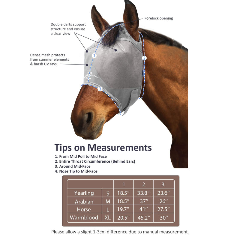 Harrison Howard Horse Fly Mask Standard Original Grey Horse Large Horse (Large)