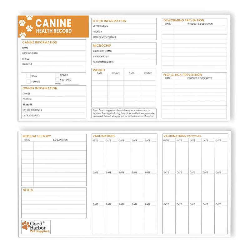 Pet Supplies | (25 Pack) Premium Canine Health Record 6x4 Inch Booklets | Dog Vaccines Large Records - Puppy Shot Vaccination Brochure Pack of 25 - PawsPlanet Australia