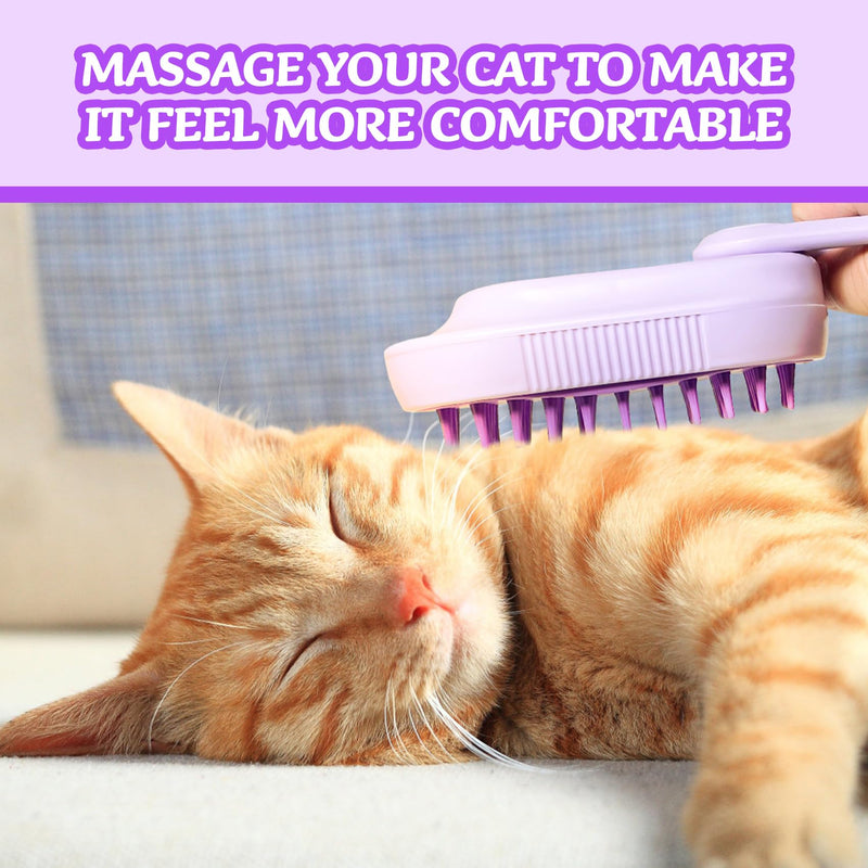 Spray Cat Brush for Shedding - Pet Grooming Brush with Steamer and Water Spray, Ideal for Cats and Dogs (Purple) Purple - PawsPlanet Australia