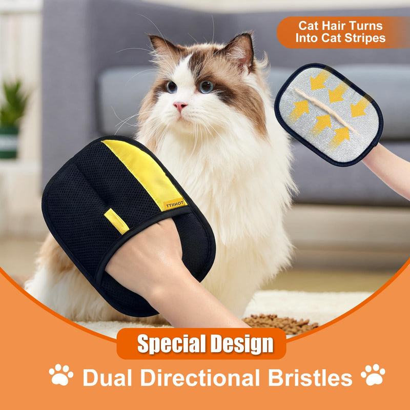 Electrostatic Gloves for Pet Hair Removal: Upgraded 2PCS Animal Fur Removal Tool for Dogs&Cats Efficient Reusable Pet Hair Remover for Couch Carpet Car Seat Clothing Quick Clean (2 pcs-Black) 2 pcs-black