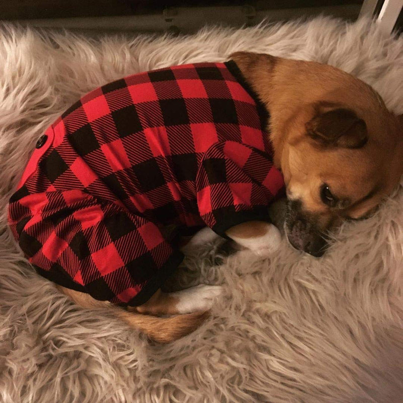 Plaid Dog Pajamas Dogs Jumpsuit Pet Winter Clothes Medium Buffalo Plaid