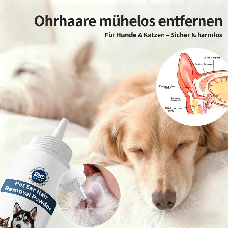 Pet Ear Hair Removal Powder - Fine Powder for Dogs & Cats, Moisture Absorbing & Dust Free, Gentle Ear Care Aid