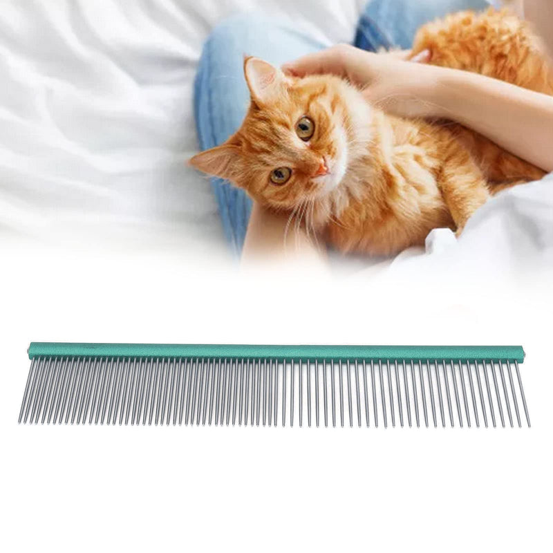 Greyhound Comb For Dogs, Metal Dog Comb Dog Combs with Rounded Ends Dog Comb Cat Comb For Removing and Knots Grooming Tool For Long Short Haired Dog (Green 13cm/5.1in) Green 13cm/5.1in