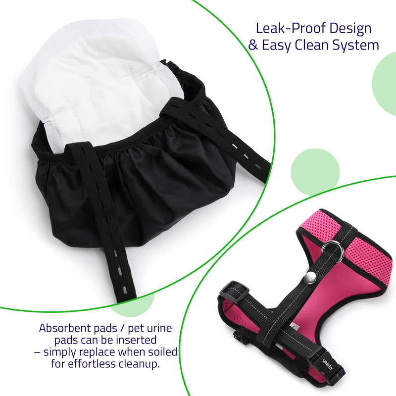 Adjustable Chicken Harness Diaper (5.4ft Leash) – Breathable & Washable Secure Training for Hens, Ducks & Chicks | Outdoor Walking & Discipline Solution (Months, Pink) Medium