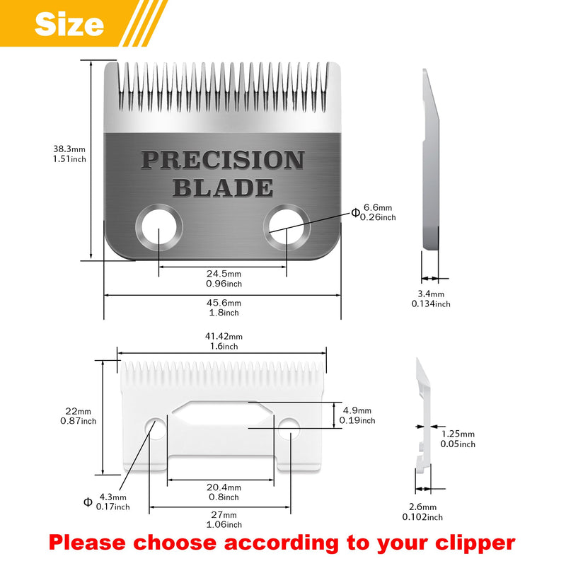Precision Blade Fit for Wahl Clippers Blades, 2 Holes Adjustable Hair Trimmer Parts Replacement Blades, Pack of 1