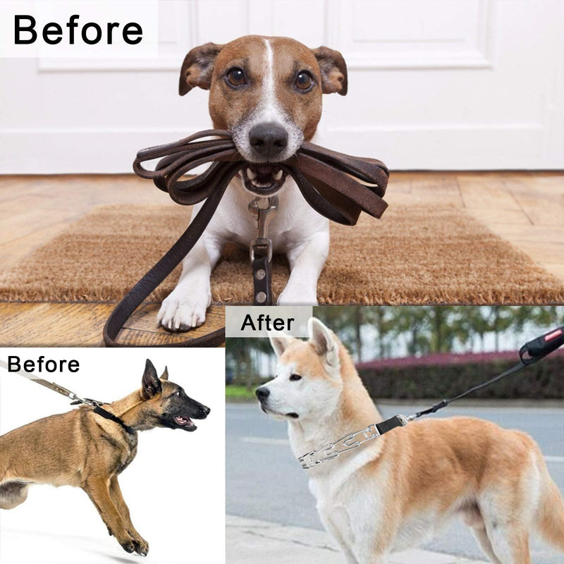 Dog Prong Collar, Dog Choke Pinch Training Collar, Adjustable Stainless Steel Links with Comfort Rubber Tips, Quick Release Snap Buckle for Medium Large Dogs (Packed with 8 Extra Tips) L(Neck:18''-20''-- Weight: around 70 lbs) Silver - PawsPlanet Australia