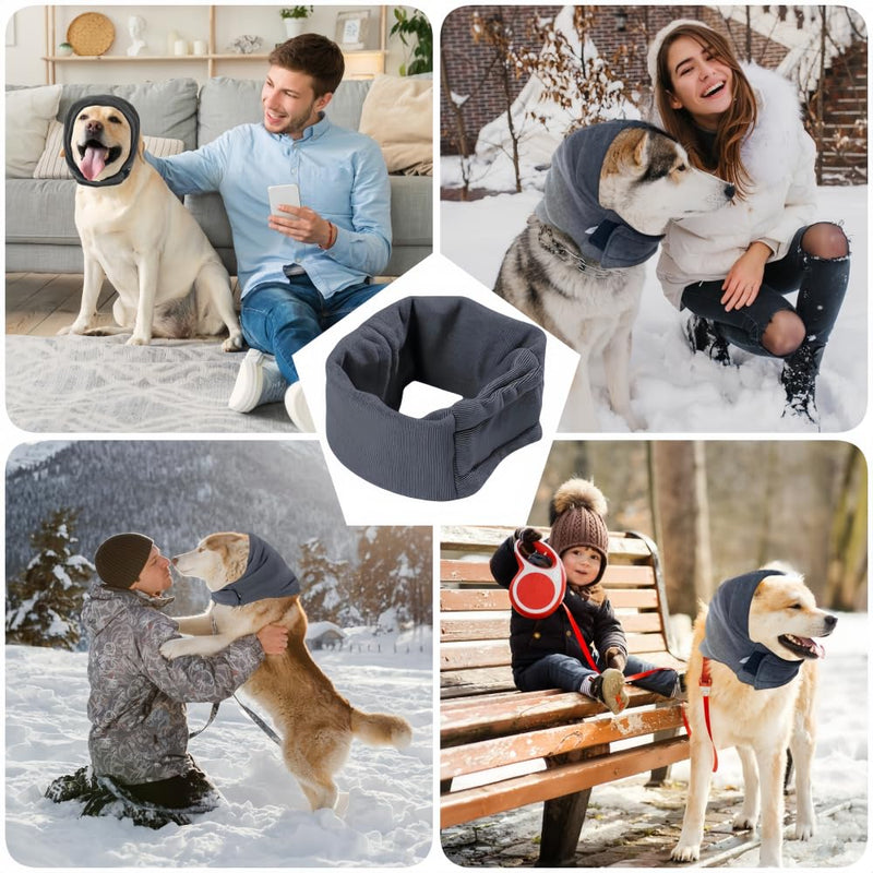 Dog Ear Protectors ，Adjustable Dog Snood for Winter Warmth, Ear Muffs for Dogs with Noise Reduction for Anxiety Relief, Warm Ear Covers for Bathing Grooming Comfort