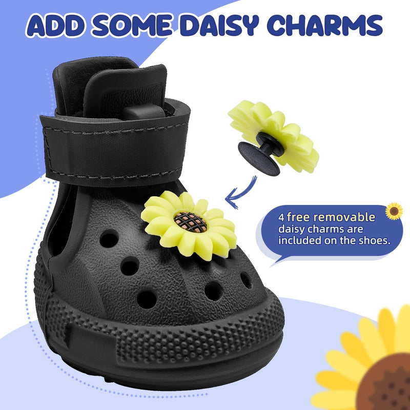 Lukovee Dog Shoes for Hot Pavement - Breathable Non Slip Dog Sandals with Reflective Stripes, Easy ON & Off, Easy-Clean Summer Outdoor Pet Boots for Small Medium Large Dogs (Black, Size 1) #1 (Width 1.18) Black - PawsPlanet Australia