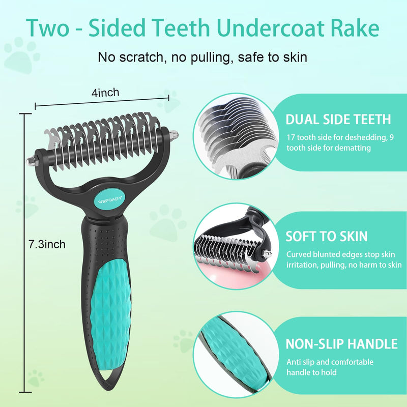 5 PCS Self Cleaning Slicker Brush & Pet Grooming Rake & Bath Brush & Nail Clippers & Pet Comb for Dogs and Cats,Professional Deshedding Dematting Tool for Long and Short Haired Pets Green-5pc - PawsPlanet Australia