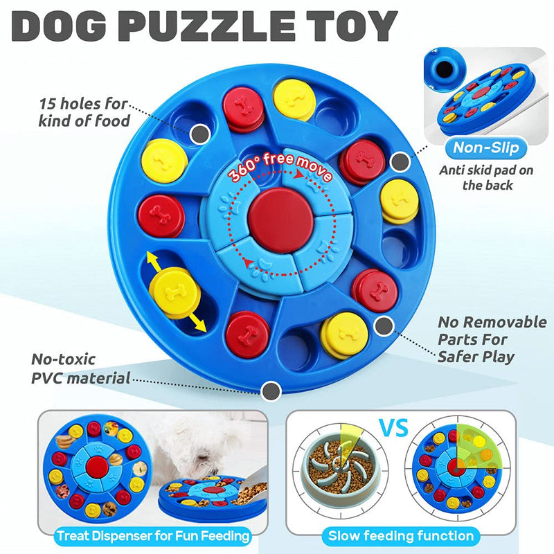 Dog Puzzle Toys Interactive Puzzle Game Dog Toy for Smart Dogs IQ Stimulation Treat Puzzle Toy for Dogs Treat Training , Puzzle Slow Feeder to Aid Pets Digestion (Advanced Level 2-3) Navy Blue