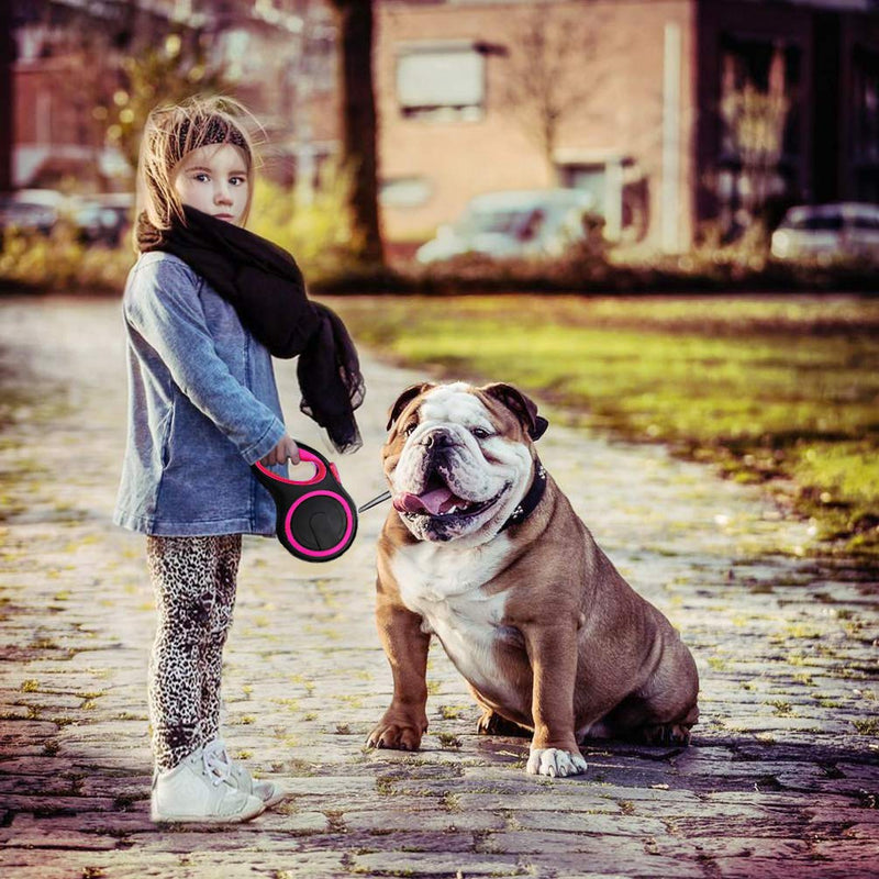 Segarty 26ft Dog Leash Retractable, Dog Leash Long for Medium Large Breed Dogs Up to 110Lbs, No Tangle Nylon Tape and 1 Button Break & Lock Heavy Duty Dog Leads for Training Running, Pink 26ft(up to 110 lbs) - PawsPlanet Australia