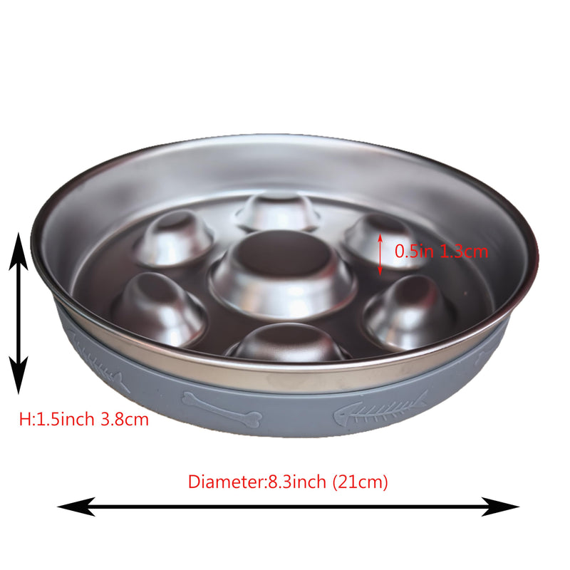 Slow Feeder with Non-slip Mat Dog Cat Bowls 304 Stainless Steel,Metal Food Bowls for Medium Breed Pets